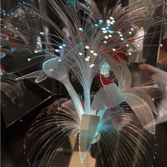 Vintage fibre optic lamp and blue clock Rotating Floral Hexagonal Light 1980’s - Picture 3 of 9